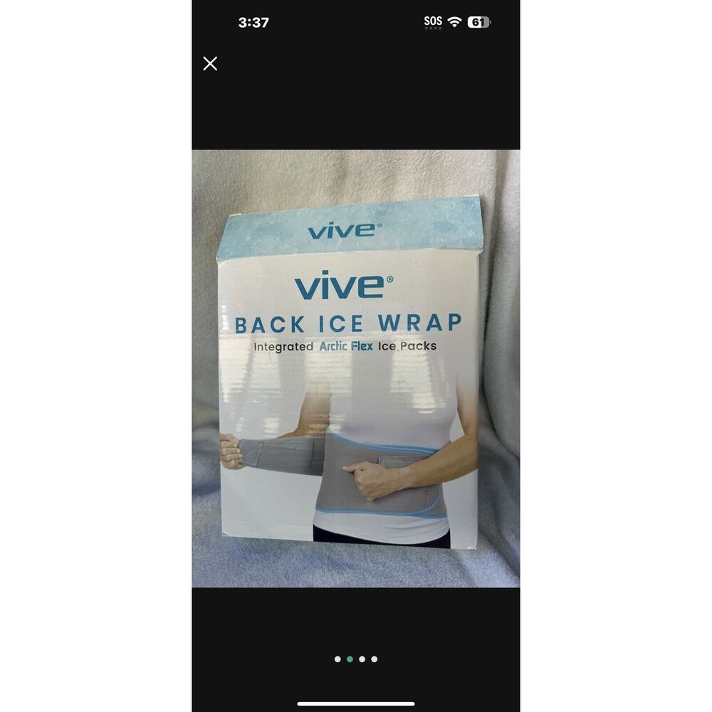Vive Back Ice Pack Wrap - Compression Gel Brace with Straps for Injuries - Reusa